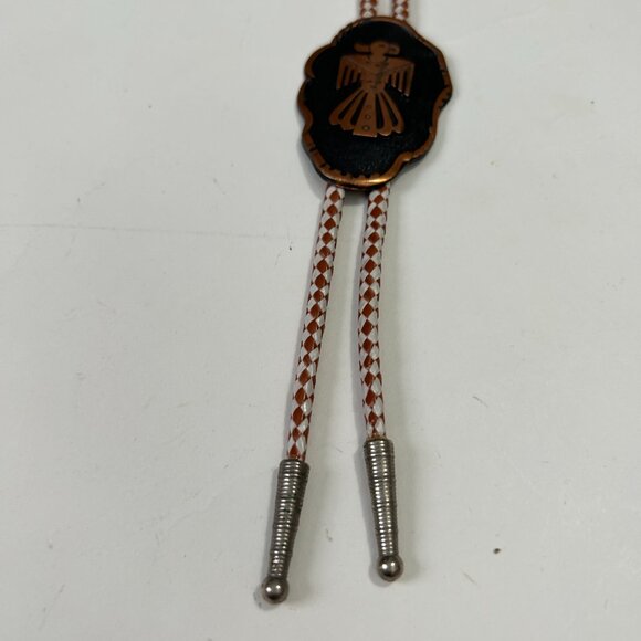 Solid Copper Thunderbird Slide Bolo Tie Native American Southwestern Stamped - Picture 3 of 13